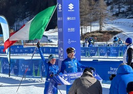 Sandra Mairhofer e Franco Pesavento campioni del mondo Winter Triathlon 2024 a Pragelato Sestriere